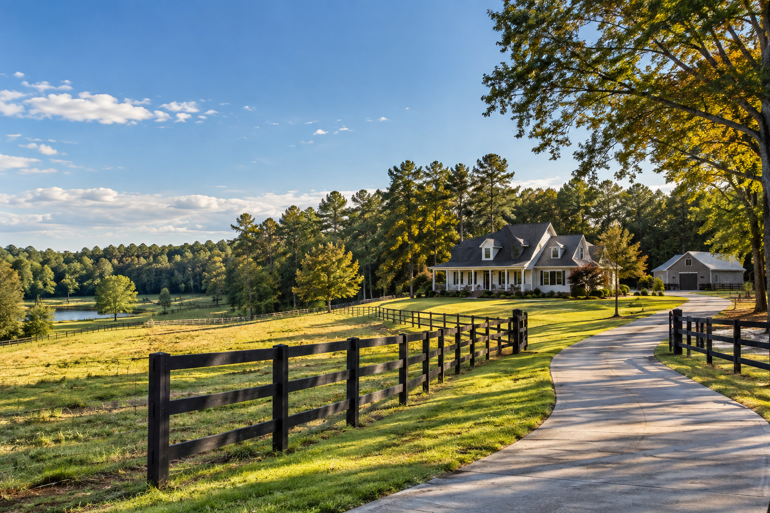 Home with acreage in Coweta County, Georgia, featuring open land and a rural residential setting